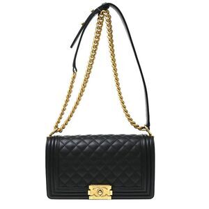 Chanel Boy Flap Quilted Calfskin Black Leather Shoulder Bag Bag